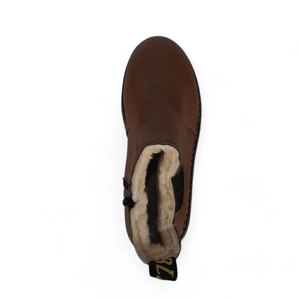 Unbranded‎ Faux Leather Faux Fur Ankle Boots Brown Youth 3/35